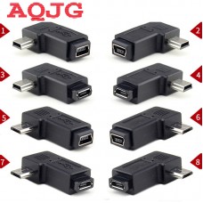 Угловые 90 градусов переходники Mini USB 5pin  Micro USB