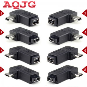 Угловые 90 градусов переходники Mini USB 5pin  Micro USB